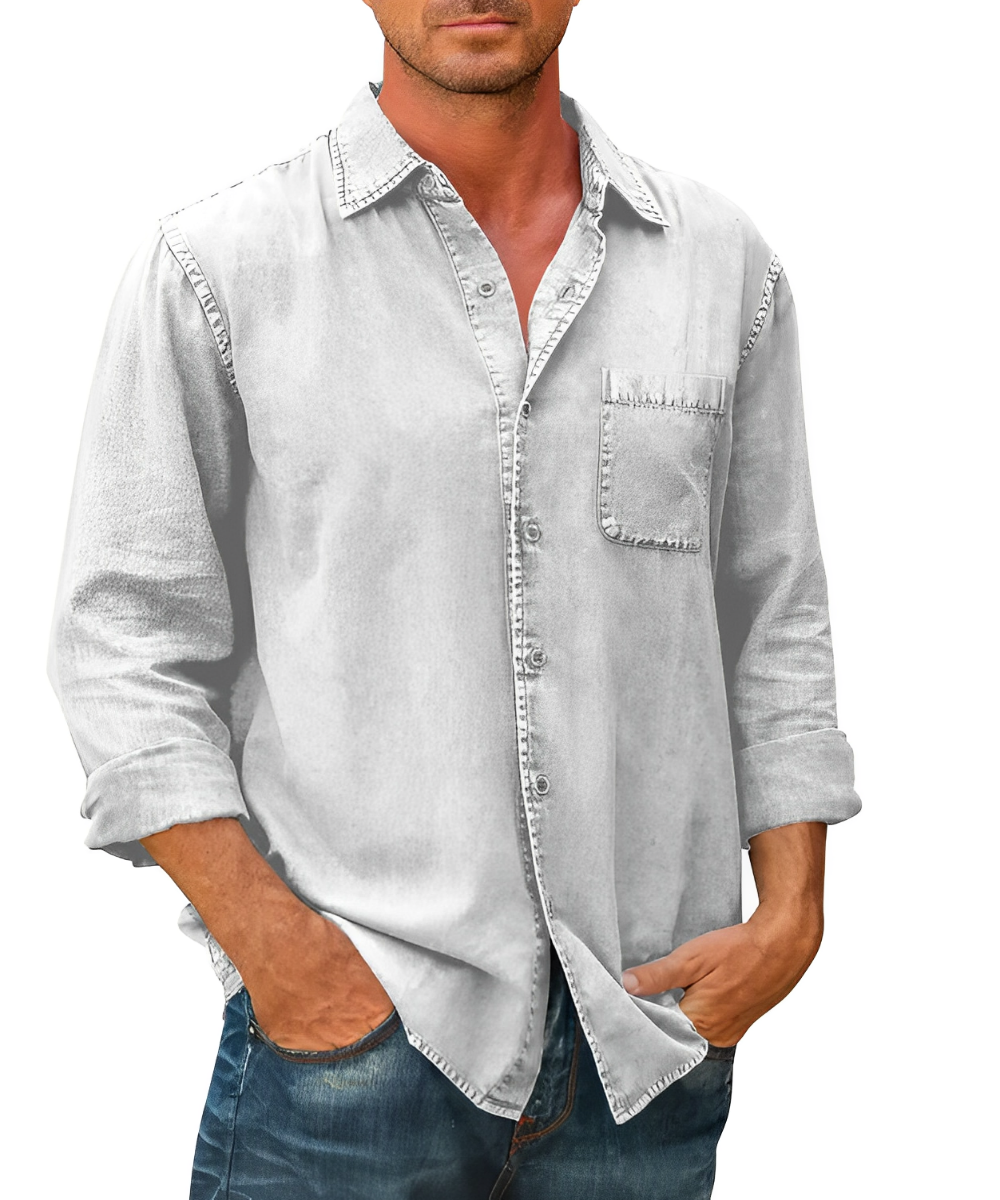 Herren - Klassisches Denim-Hemd - Strapazierfähiger Baumwollstoff - Stilvoll & Langlebig
