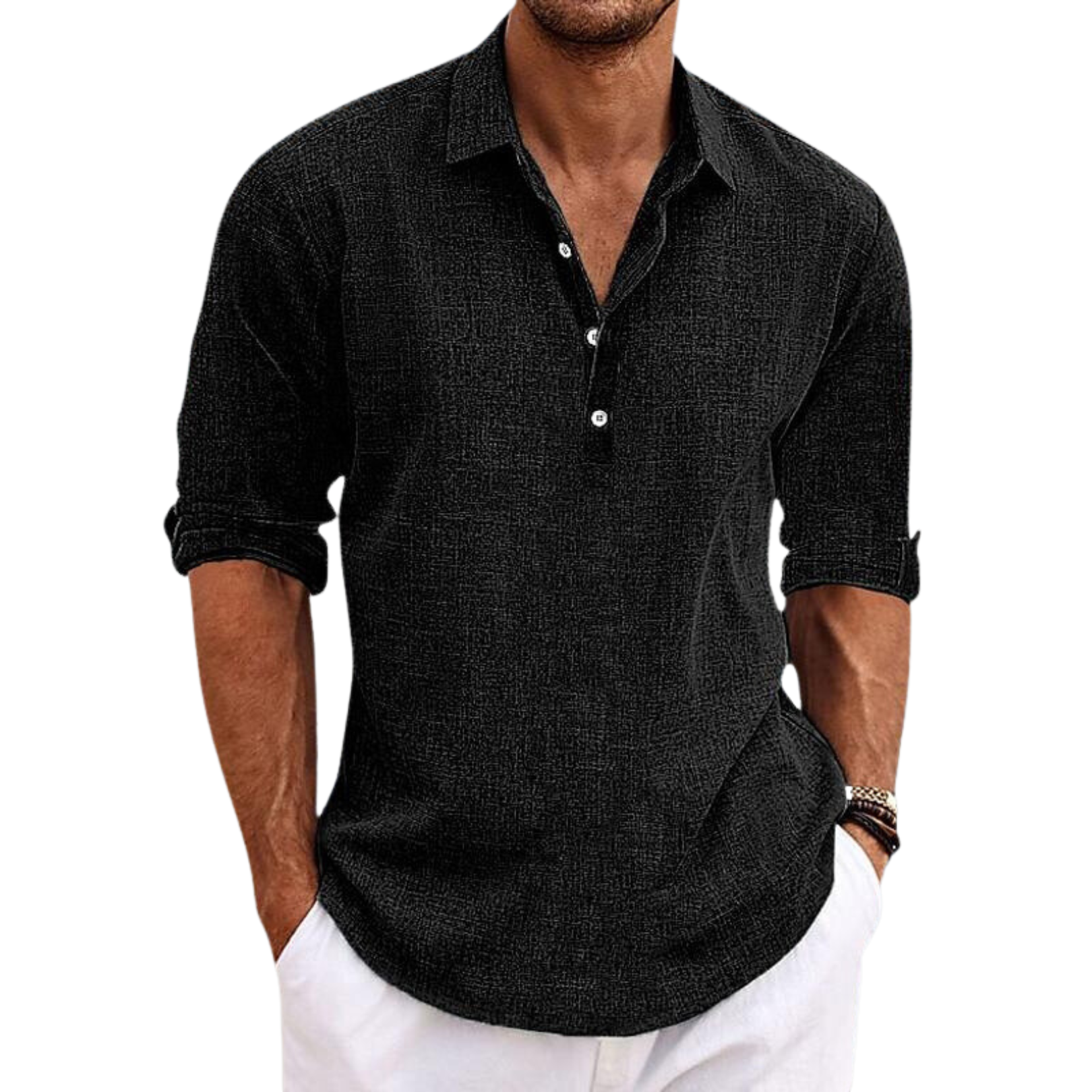 Herren - Klassisches Hemd - Polyester Mischung mit Revers - Elegantes Design für jeden Anlass