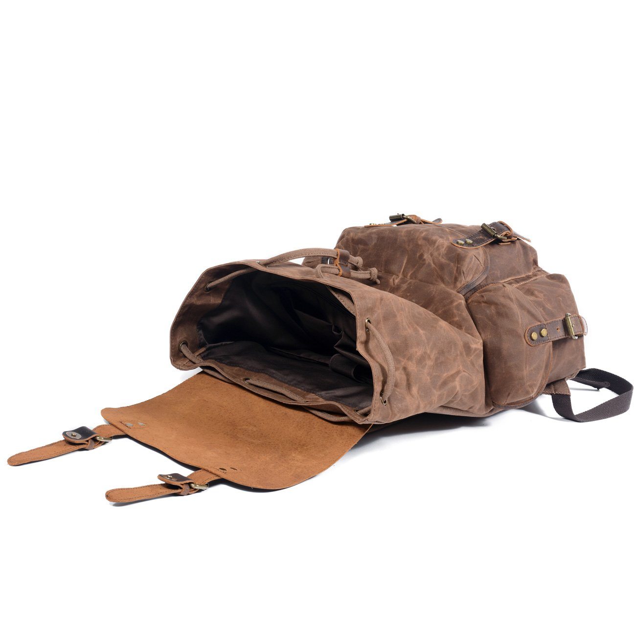 Unisex - 25L Segeltuch Rucksack - Leder - Stylischer & Langlebiger Begleiter für Alltag und Abenteuer
