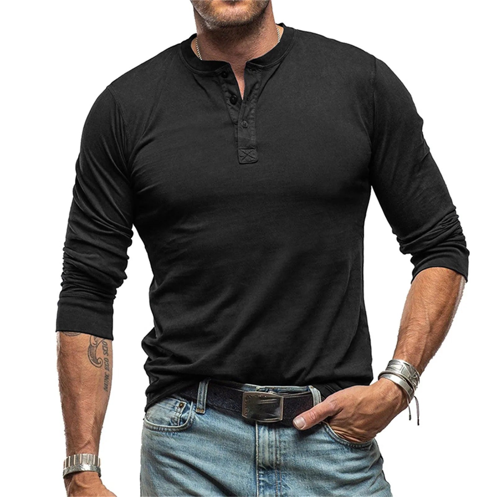 Herren - Vintage Langarmhemd - Weiche Baumwollmischung - Zeitloser Stil für jeden Anlass