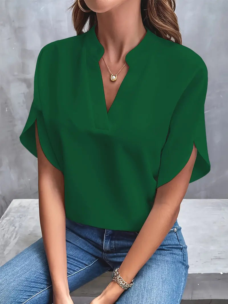 Damen - Elegante leichte Bluse - Baumwollmischung - Stilvoll & bequem - Ideal für legere Anlässe