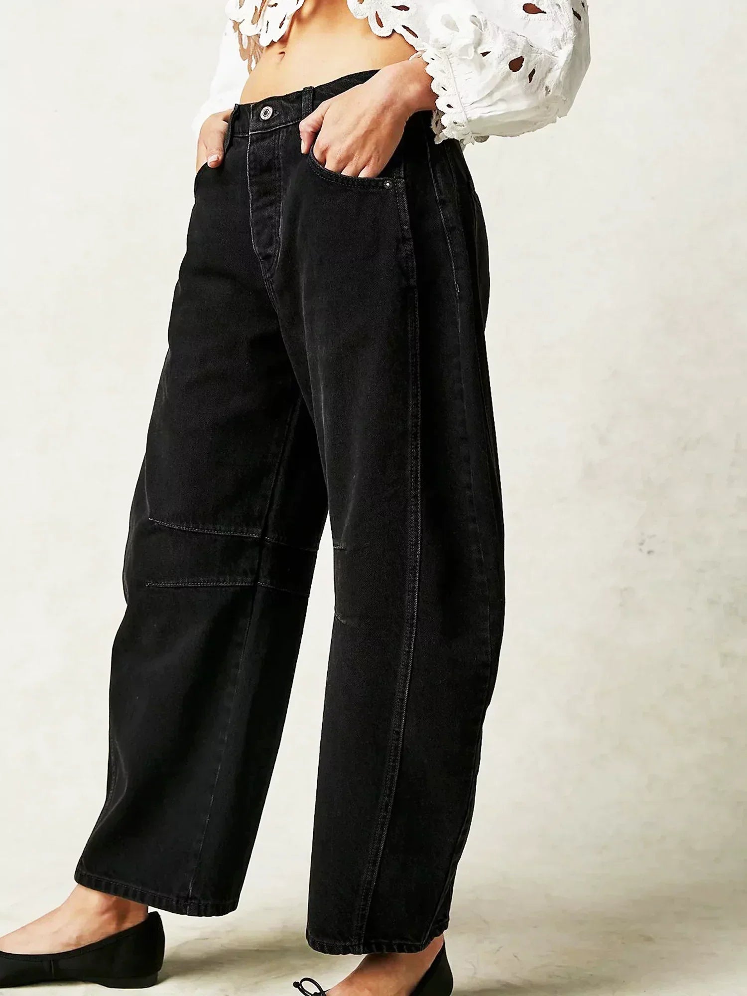 Damen - Barrel Jeans - Leopardenmuster - Trendiger Casual-Look für jeden Tag