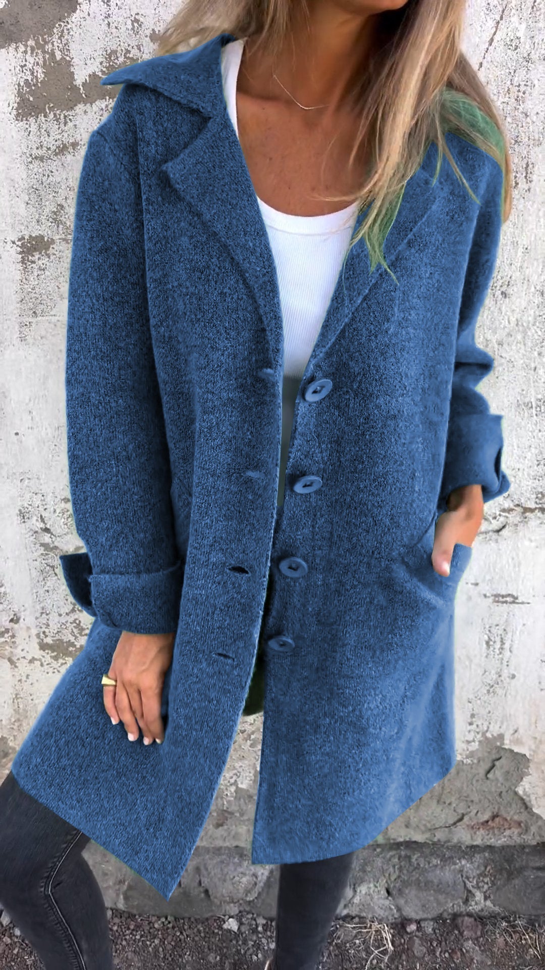 Damen - Lässiger langer Mantel - Manschetten - Stylische & bequeme Outerwear für jeden Anlass
