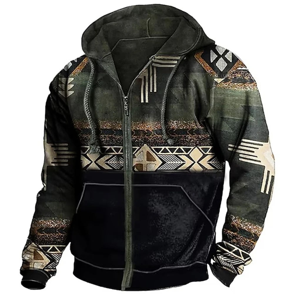 Herren - Retro Hoodie - Baumwollmischungs - Pullover - Lässiger Outdoor-Stil