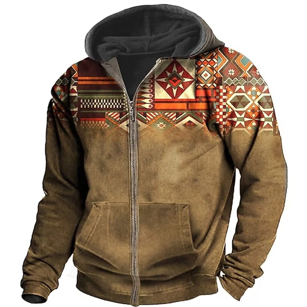 Herren - Retro Hoodie - Baumwollmischungs - Pullover - Lässiger Outdoor-Stil