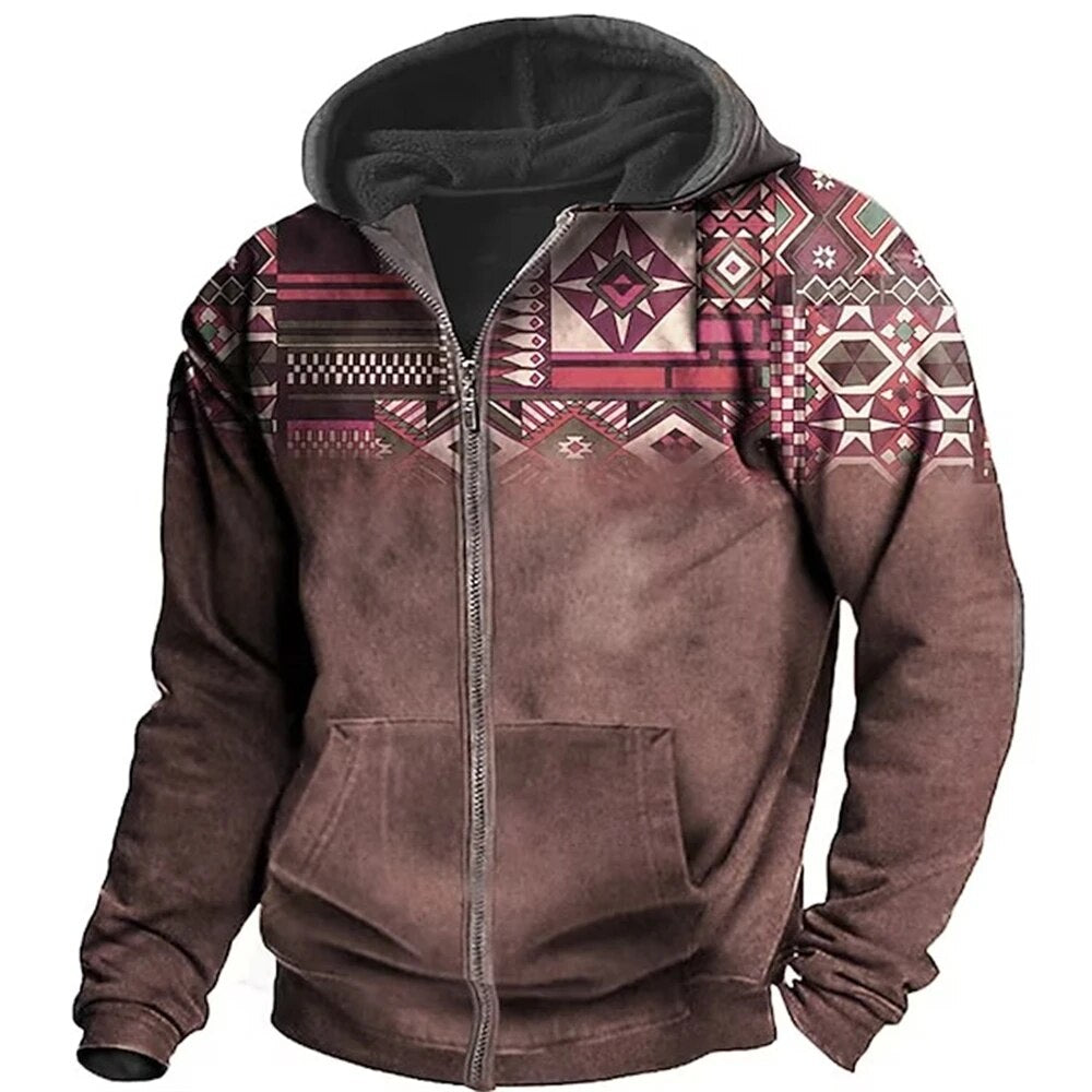 Herren - Retro Hoodie - Baumwollmischungs - Pullover - Lässiger Outdoor-Stil
