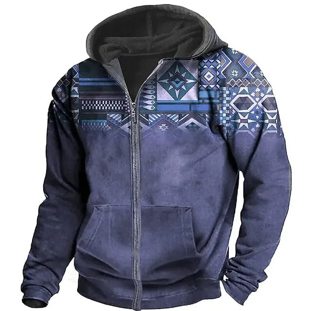 Herren - Retro Hoodie - Baumwollmischungs - Pullover - Lässiger Outdoor-Stil