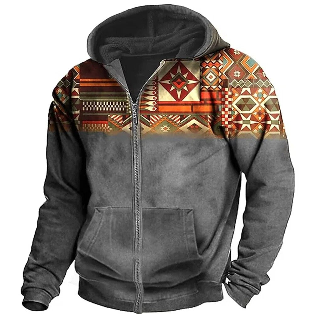 Herren - Retro Hoodie - Baumwollmischungs - Pullover - Lässiger Outdoor-Stil