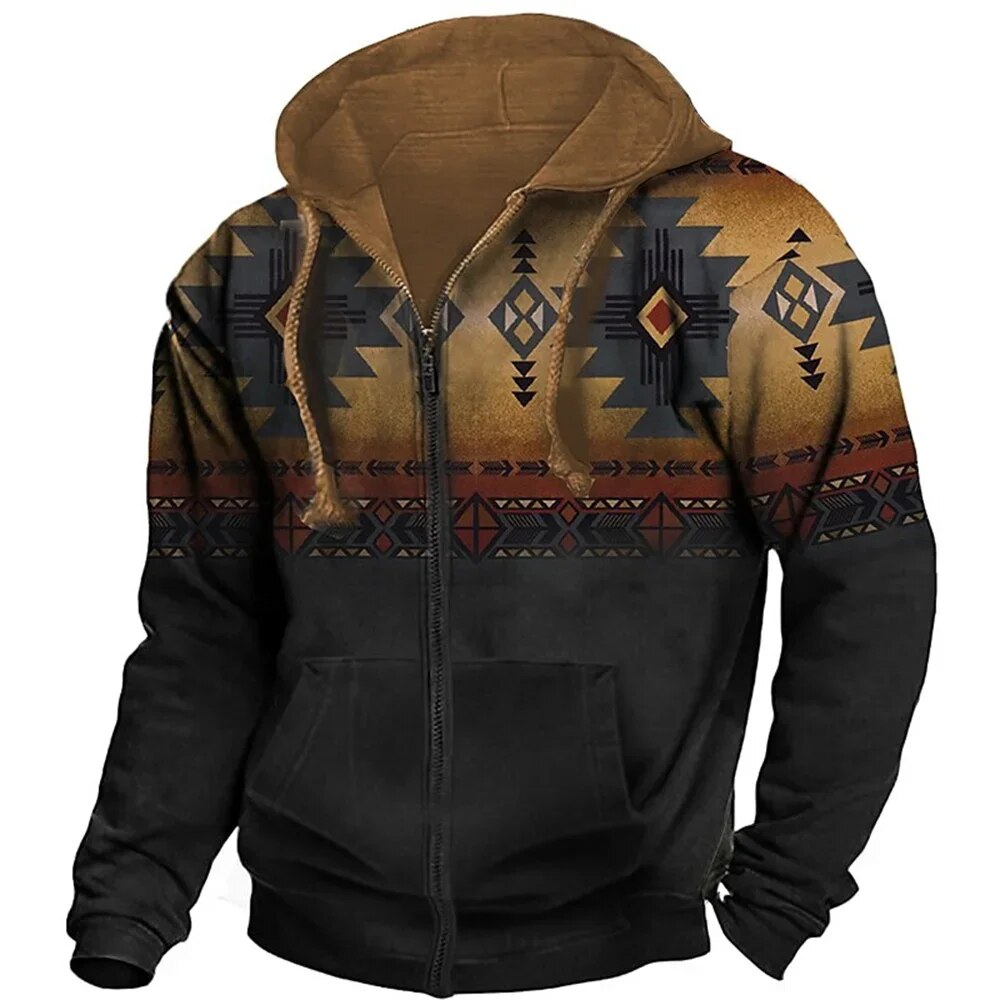 Herren - Retro Hoodie - Baumwollmischungs - Pullover - Lässiger Outdoor-Stil