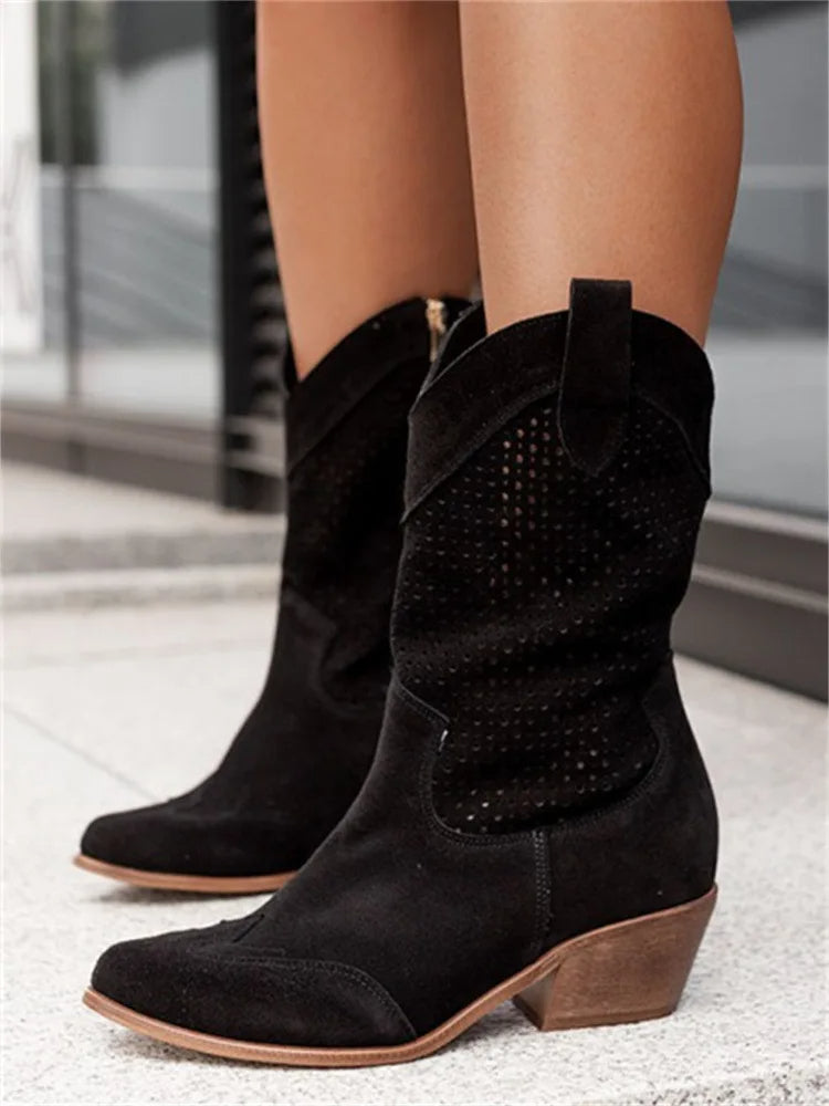 Damen - Cowboy Stiefel - Stylisches Kunstleder - Trendy Western Chic Footwear für modebewusste Frauen