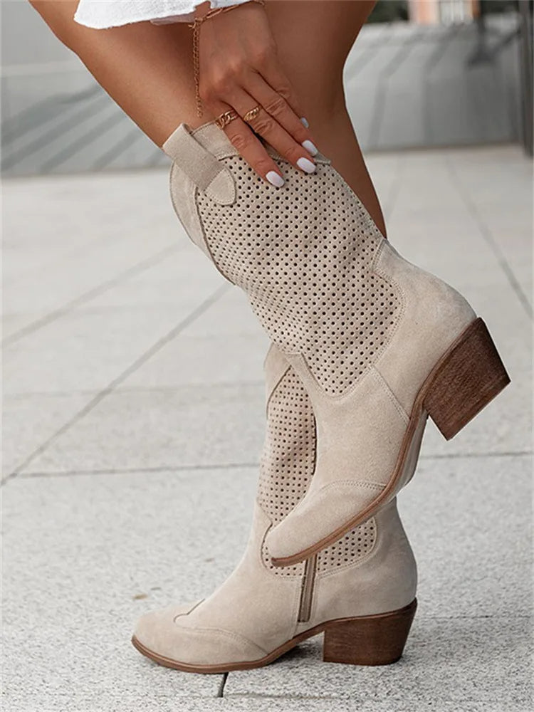 Damen - Cowboy Stiefel - Stylisches Kunstleder - Trendy Western Chic Footwear für modebewusste Frauen