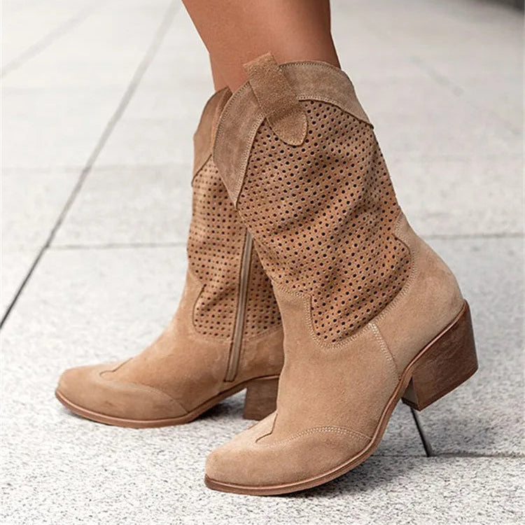 Damen - Cowboy Stiefel - Stylisches Kunstleder - Trendy Western Chic Footwear für modebewusste Frauen