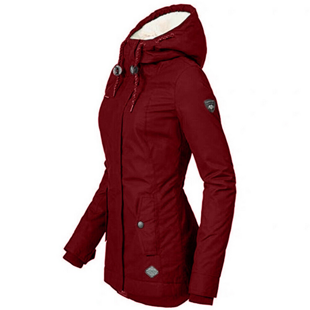 Frauen - Parka Jacke - Sherpa-Futter, Kapuze, isoliertes Fleece - Wintermantel für kalte Tage