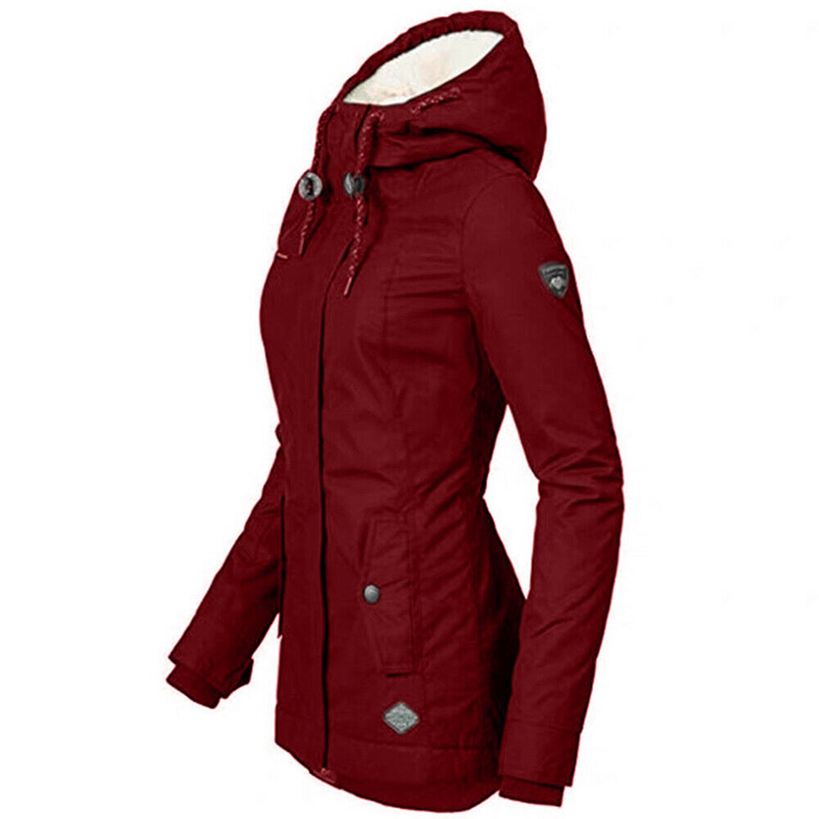 Frauen - Parka Jacke - Sherpa-Futter, Kapuze, isoliertes Fleece - Wintermantel für kalte Tage
