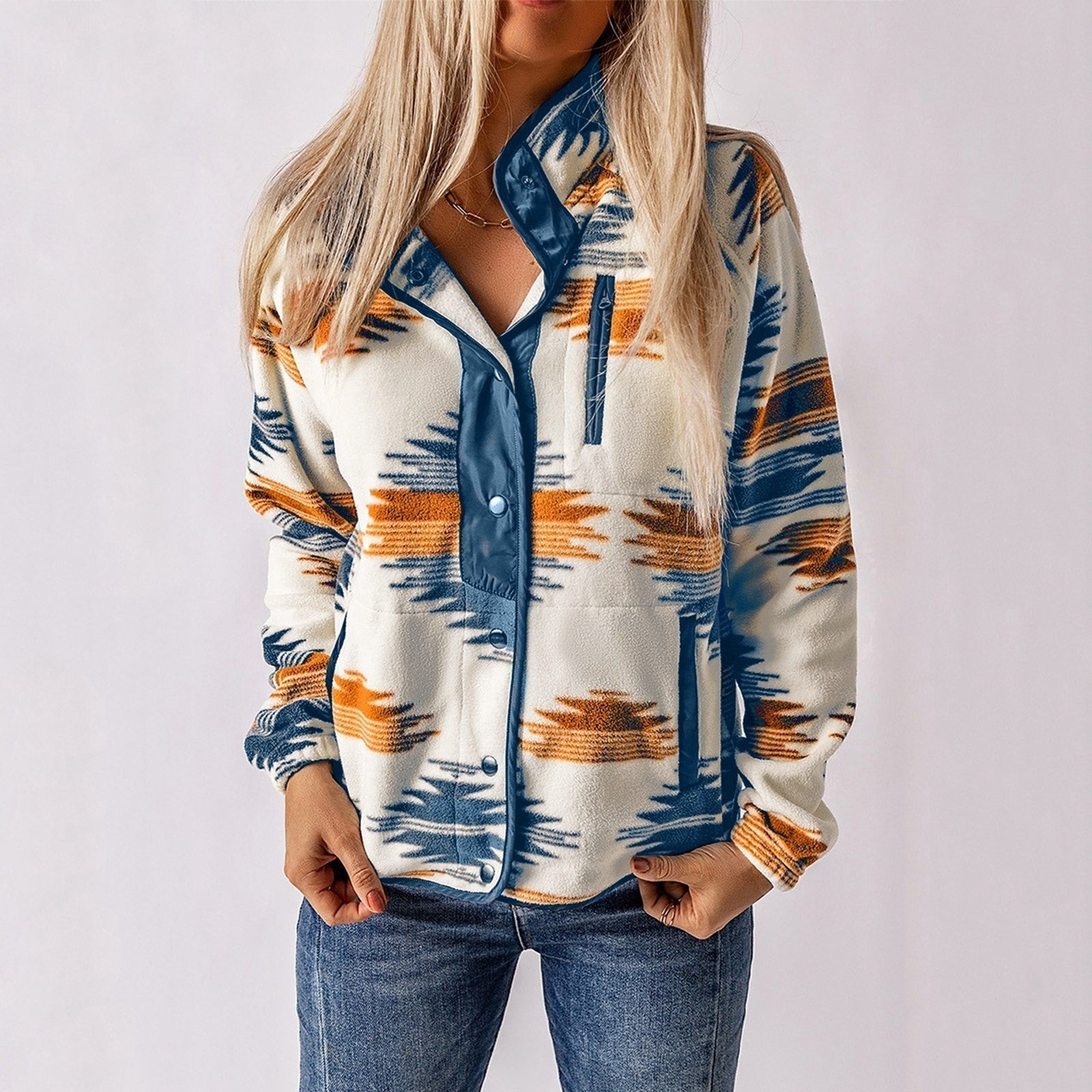 Damen - Bedruckte jacke - Fleece - Weich & Warm - Stylisches Design für den Herbst