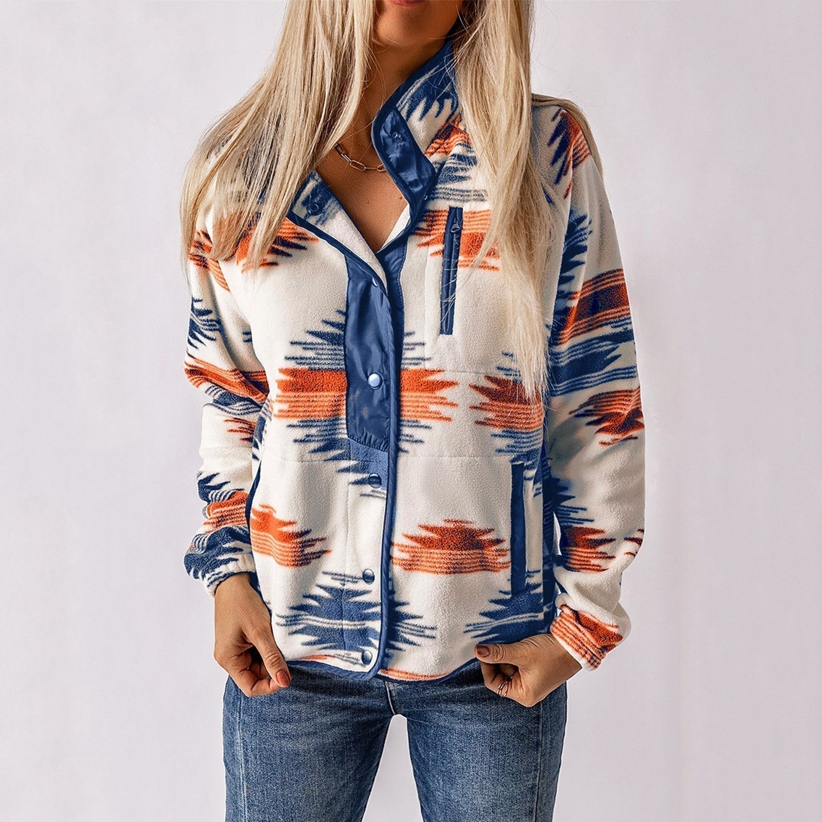Damen - Bedruckte jacke - Fleece - Weich & Warm - Stylisches Design für den Herbst