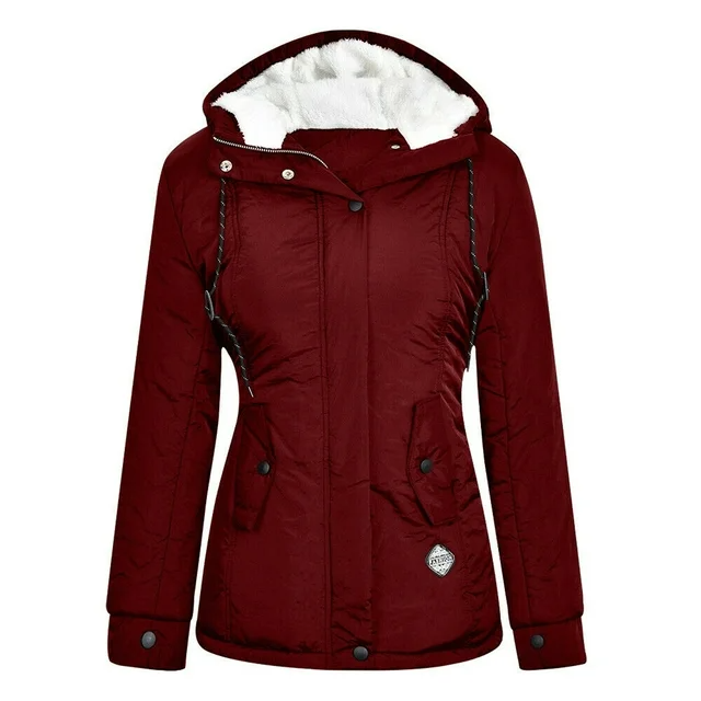 Frauen - Parka Jacke - Sherpa-Futter, Kapuze, isoliertes Fleece - Wintermantel für kalte Tage