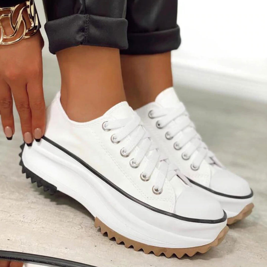 Damen - Plateau Turnschuhe - Schnürverschluss - Stylisch & Komfortabel - Perfekte Begleiter für Alltag und Freizeit