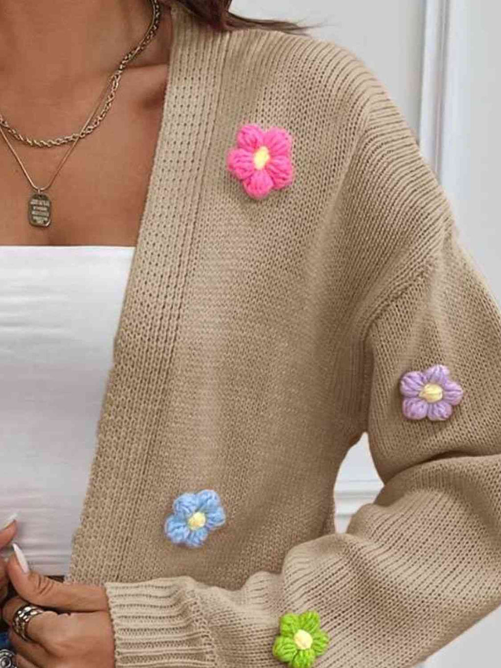 Frauen - Floraler Cardigan - Leicht und stilvoll mit langen Ärmeln - Offene Vorderseite für jedes Outfit