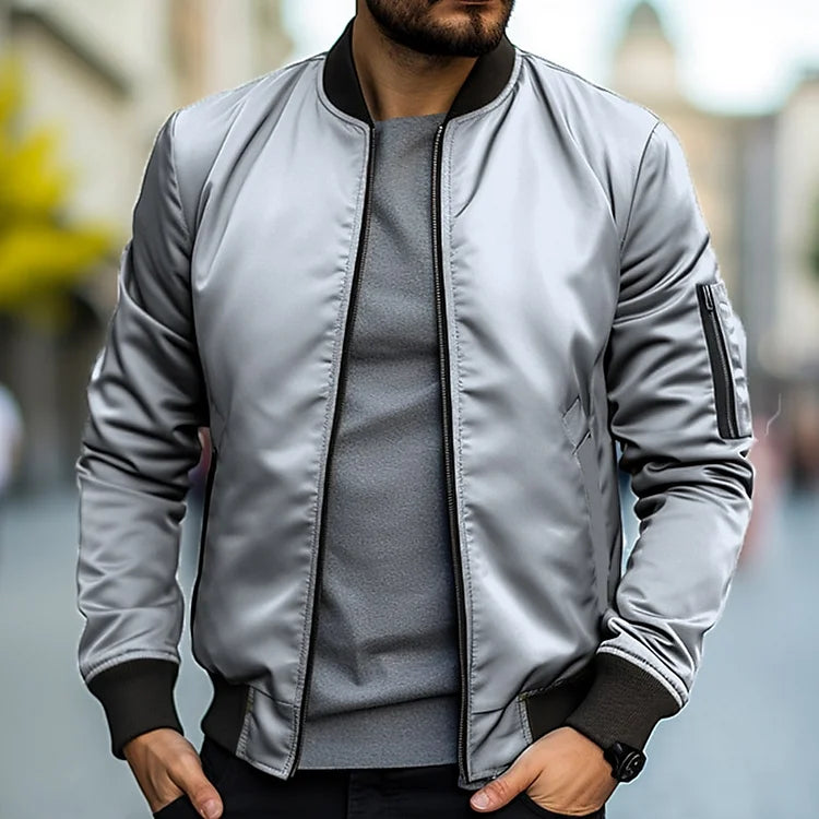 Herren - Bomberjacke - Leichter Zip-Up Style - Polyester Baumwoll - Bequeme Alltagskleidung für stilvolle Outfits