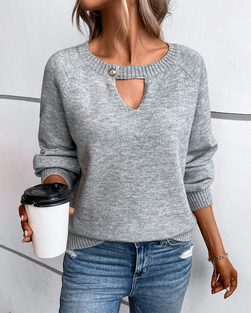 Einfarbiger langärmeliger Pullover