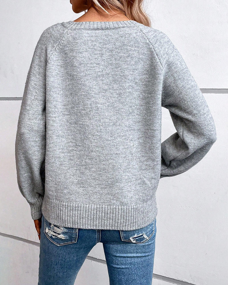 Einfarbiger langärmeliger Pullover