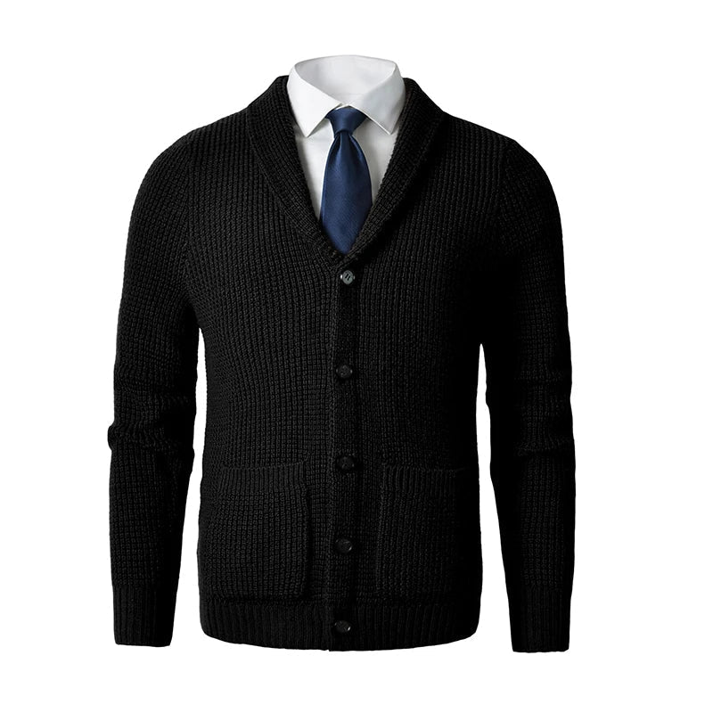 Herren - Strickjacke - Schalkragen - Praktischen Fronttaschen - Bequemer Stil für jeden Anlass