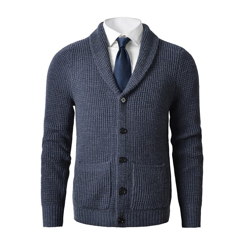 Herren - Strickjacke - Schalkragen - Praktischen Fronttaschen - Bequemer Stil für jeden Anlass