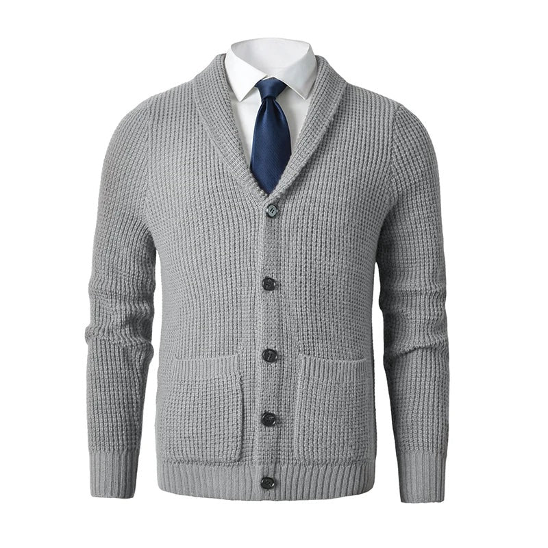 Herren - Strickjacke - Schalkragen - Praktischen Fronttaschen - Bequemer Stil für jeden Anlass