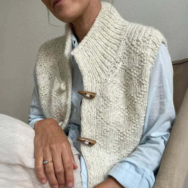 Damen - Strickweste - Ärmellose Strickjacke - Wollmischung - Perfekt für winterliche Schichten