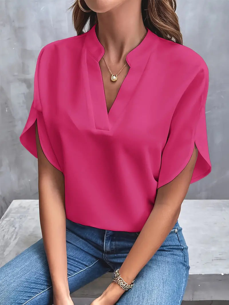 Damen - Elegante leichte Bluse - Baumwollmischung - Stilvoll & bequem - Ideal für legere Anlässe