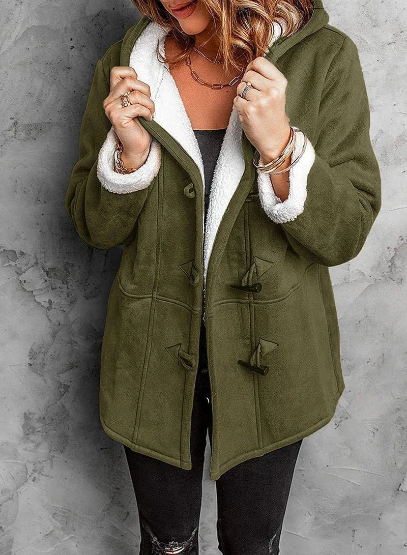 Damen - Mantel mit Kapuze - Fleece gefüttert - Winter Outdoorbekleidung