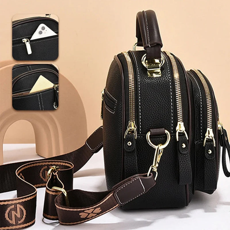 Katy™ Verstellbare Ledertasche mit breitem Schultergurt