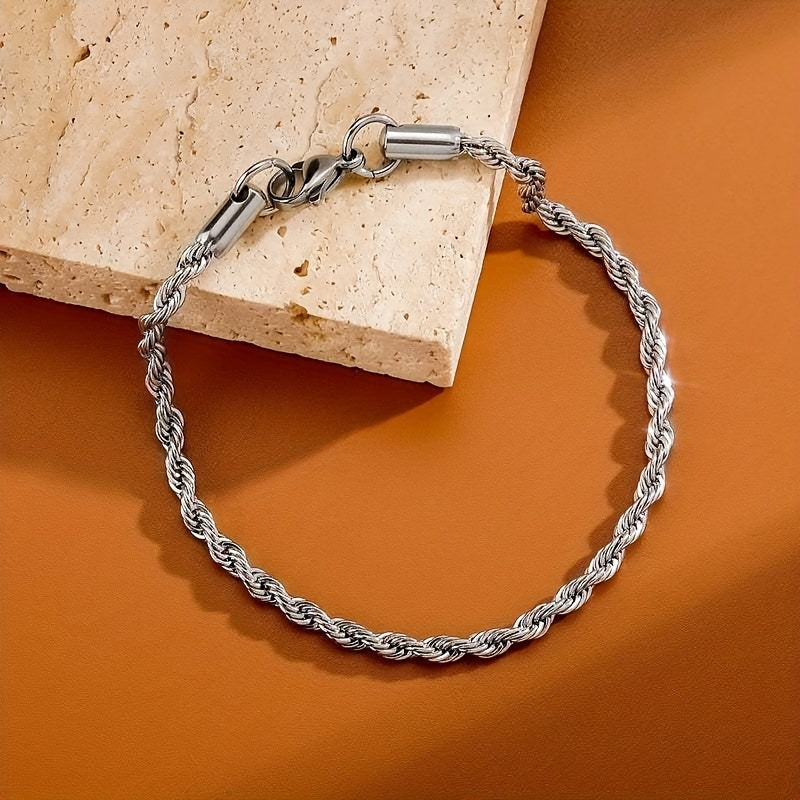 Herrenarmband | Gedrehte Seilkette | Stilvolles & modernes Design | Edelstahl