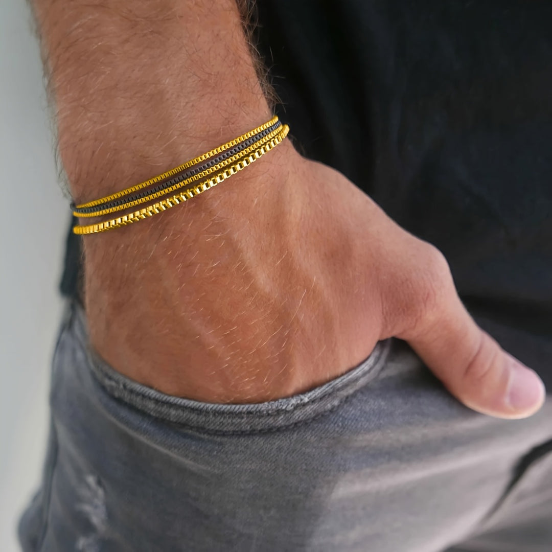 Herrenarmbänder Set | 4-tlg. Gliederarmbänder | Langlebig & Unvergoldet | Edelstahl