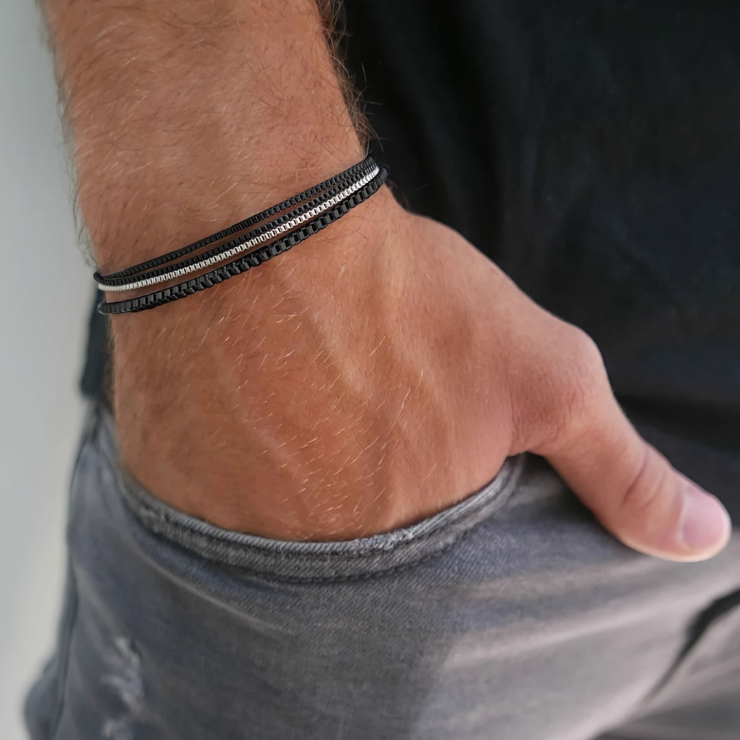 Herrenarmbänder Set | 4-tlg. Gliederarmbänder | Langlebig & Unvergoldet | Edelstahl