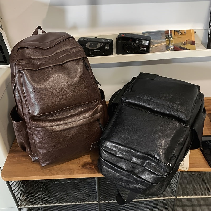 Herrenrucksack | Geräumige Laptoptasche & doppelter Schulterriemen | Lässig & funktional | Kunstleder