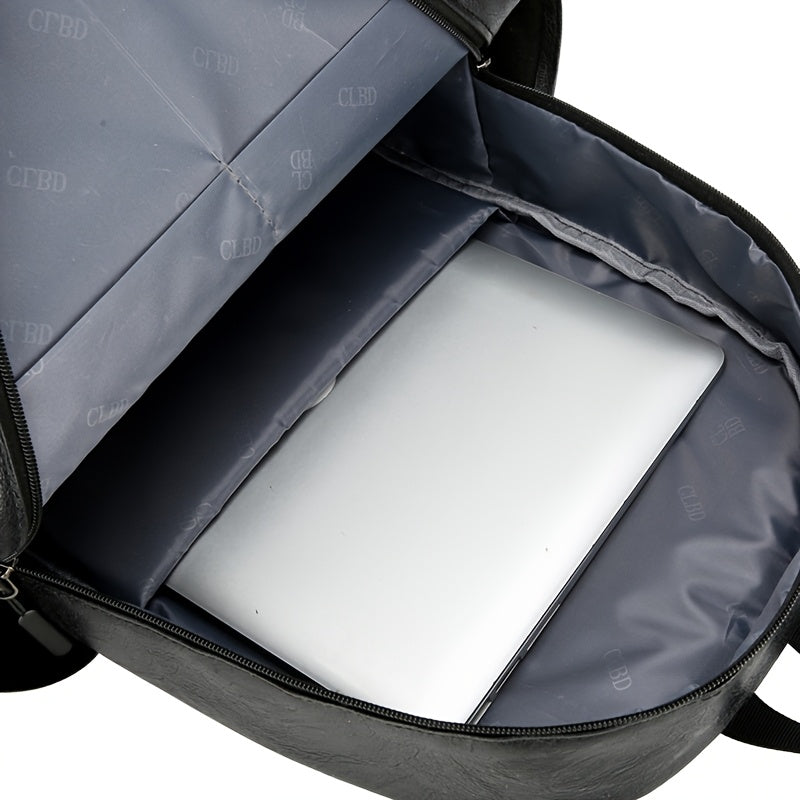 Herrenrucksack | Große Kapazität | Leichtgewicht & verstellbarer Riemen | PU mit Seidenfaden-Detail