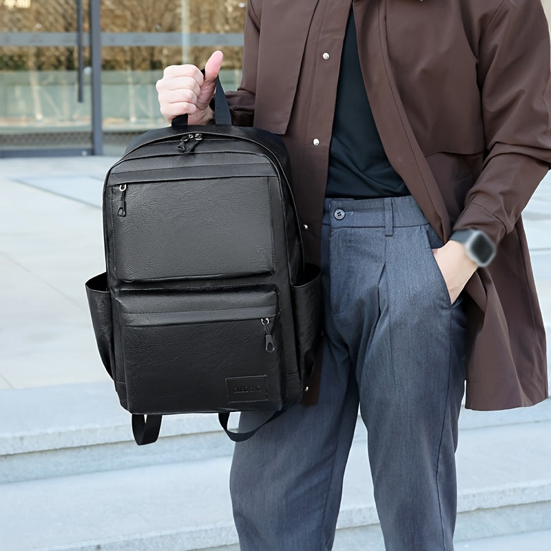 Herrenrucksack | Große Kapazität | Leichtgewicht & verstellbarer Riemen | PU mit Seidenfaden-Detail