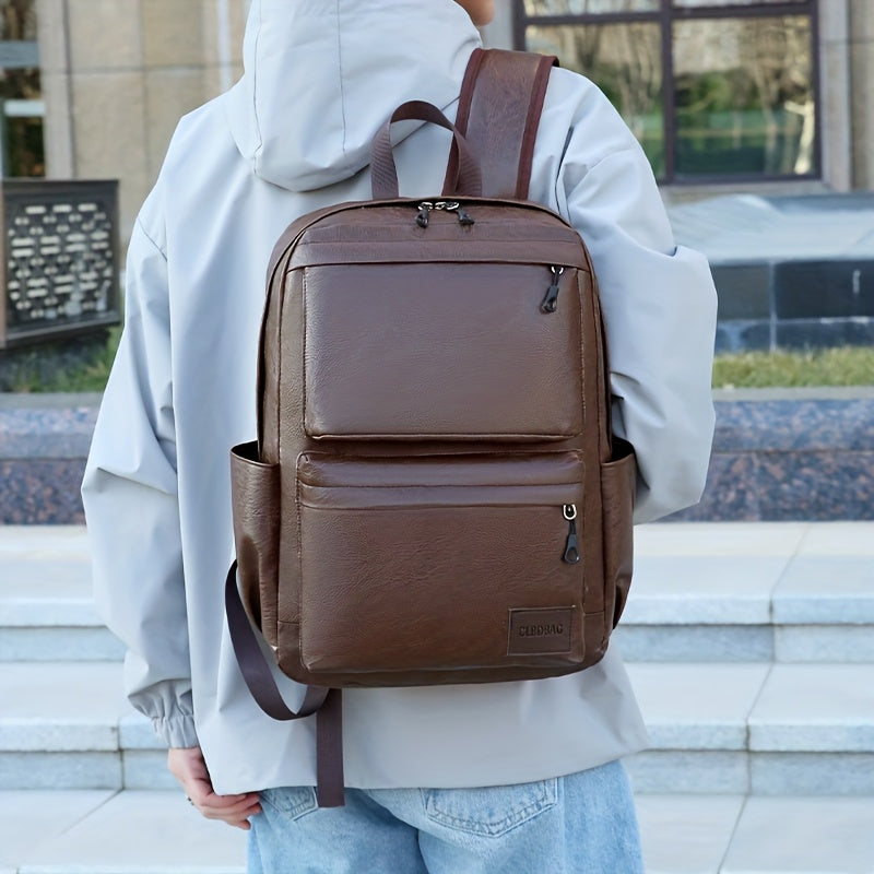 Herrenrucksack | Große Kapazität | Leichtgewicht & verstellbarer Riemen | PU mit Seidenfaden-Detail
