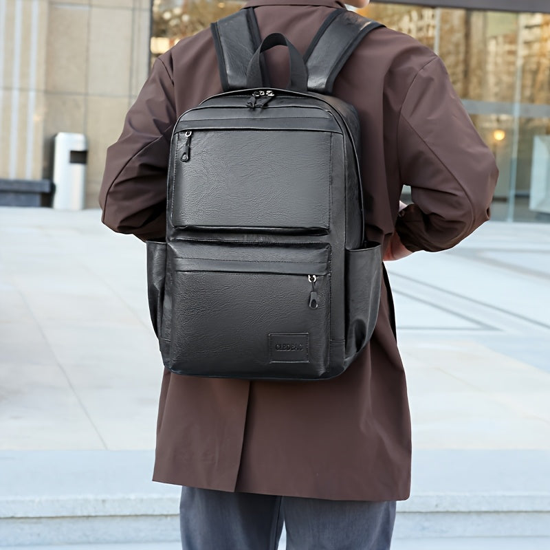Herrenrucksack | Große Kapazität | Leichtgewicht & verstellbarer Riemen | PU mit Seidenfaden-Detail