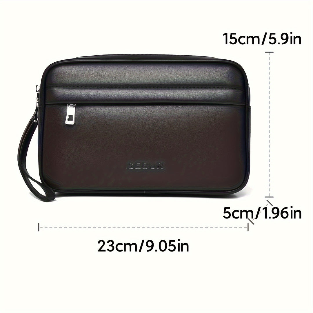 Herrenhandtasche | Leicht & Tragbar | Mit Schlitzen | PU in Unifarbe