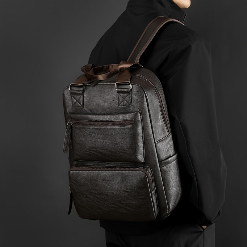 Herrenrucksack | Großes Fassungsvermögen | Mit Laptop-Tasche & mehreren Taschen | PU