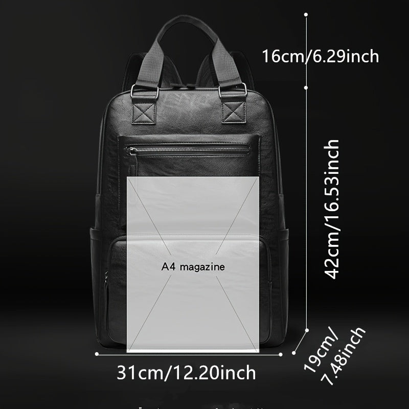Herrenrucksack | Großes Fassungsvermögen | Mit Laptop-Tasche & mehreren Taschen | PU