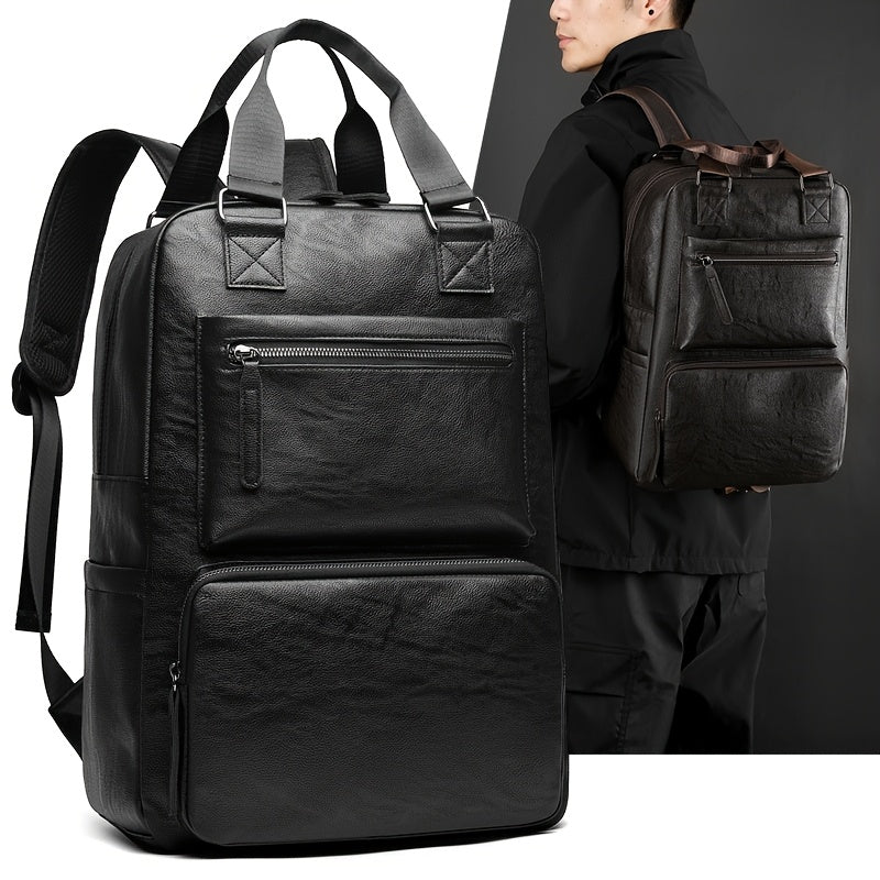 Herrenrucksack | Großes Fassungsvermögen | Mit Laptop-Tasche & mehreren Taschen | PU