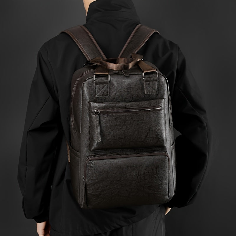 Herrenrucksack | Großes Fassungsvermögen | Mit Laptop-Tasche & mehreren Taschen | PU