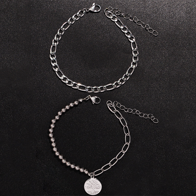 Armband- und Halsketten-Set für Männer | Lebensbaum-Anhänger | Edelstahl | 2-teilig