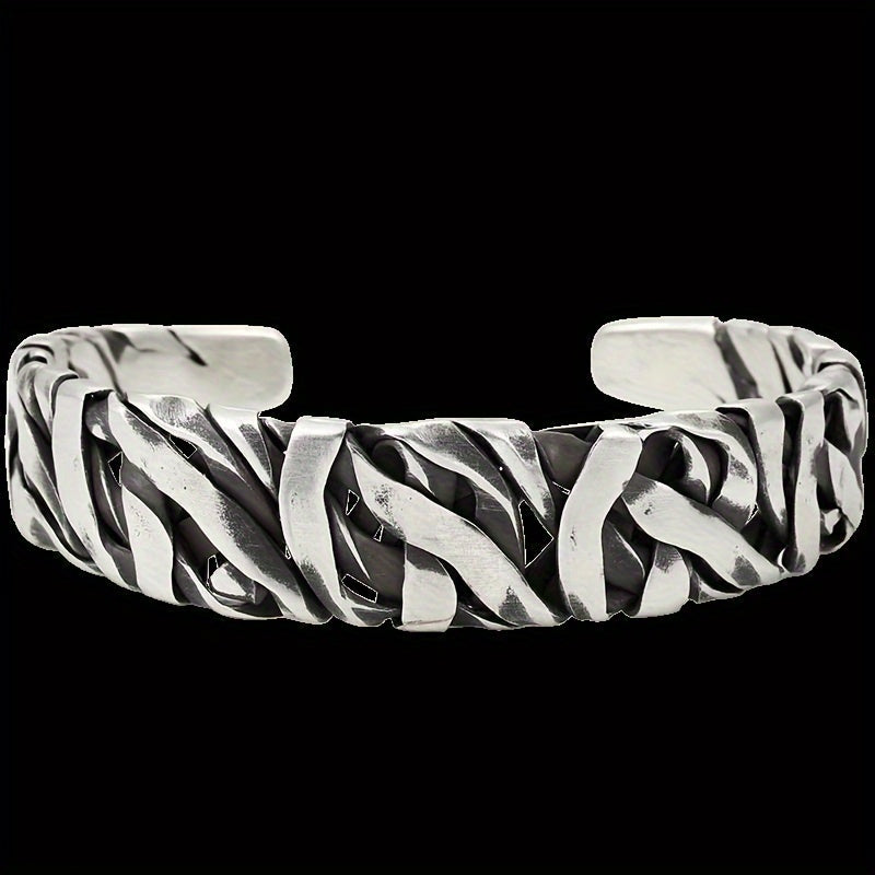 Herrenarmband | Geflochtenes Design | Retro Nischenlook | Zinklegierung mit offenem Verschluss