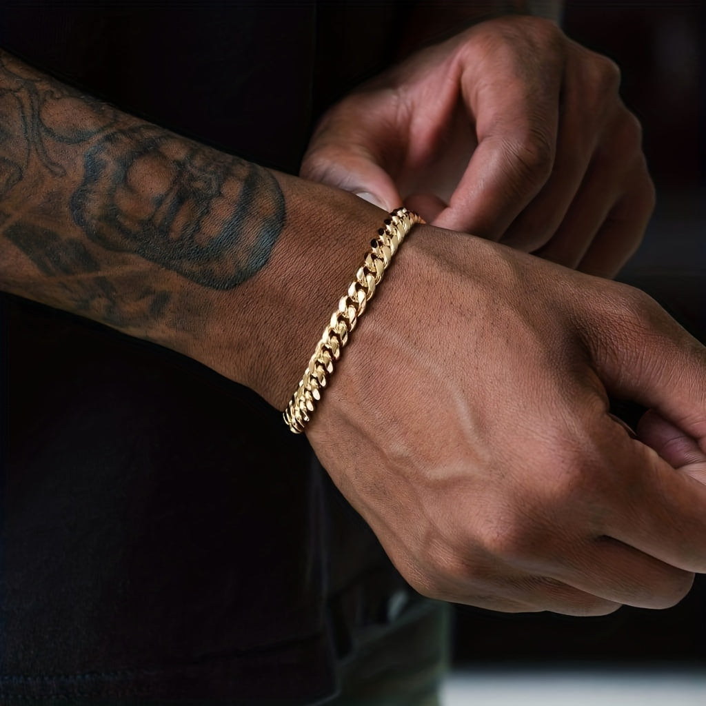 Herrenarmband | Cuban Link | Vergoldeter Edelstahl | Hip Hop Style