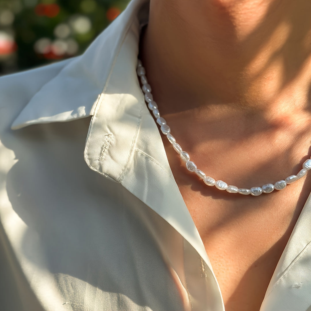 Herren-Halskette | Barockstil | Kunstperlen | Minimalistischer Schmuck